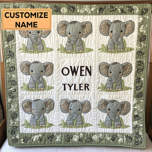 Elephant Cuddle CP2607030CL Personalized Baby Quilt