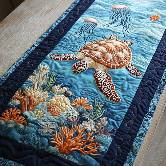 Coral Reef Turtle WY1905032CL Quilted Table Runner