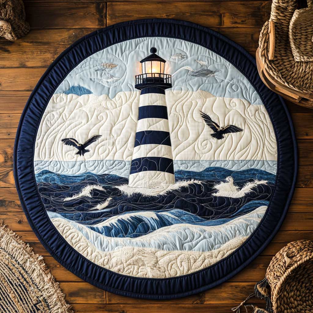 Lonely Lighthouse WN2103095CL Quilted Round Mat