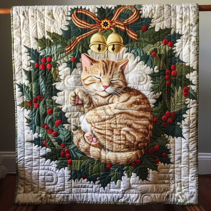 Adorable Ginger Cat Christmas WP3010002CL Quilt