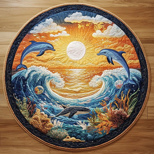 Playful Dolphin CQ0306036CL Quilted Round Mat
