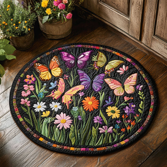 Butterfly Floral Garden CW1507006CL Quilted Round Mat