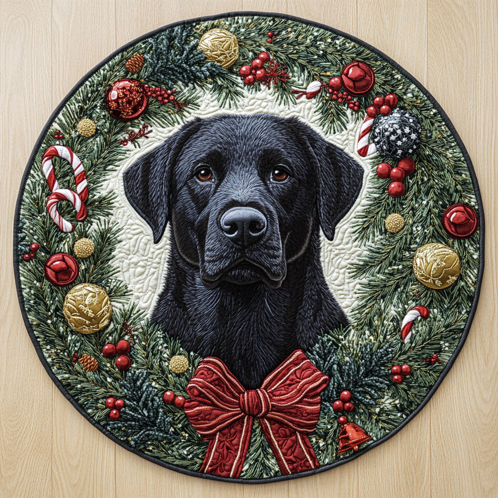 Labrador Christmas CW3010018CL Quilted Round Mat