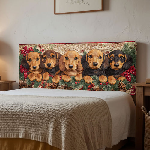 Holiday Dachshunds CP1512050CL Quilted Headboard Slipcover