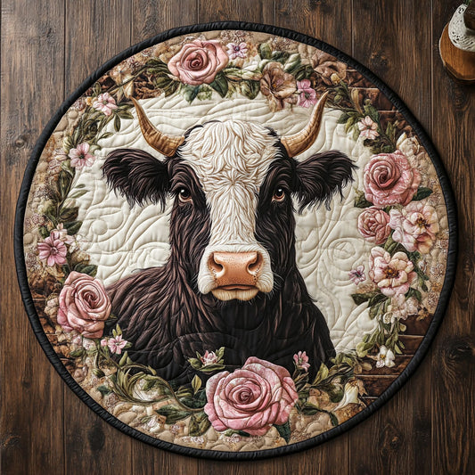 Vintage Cow CM0406034CL Quilted Round Mat