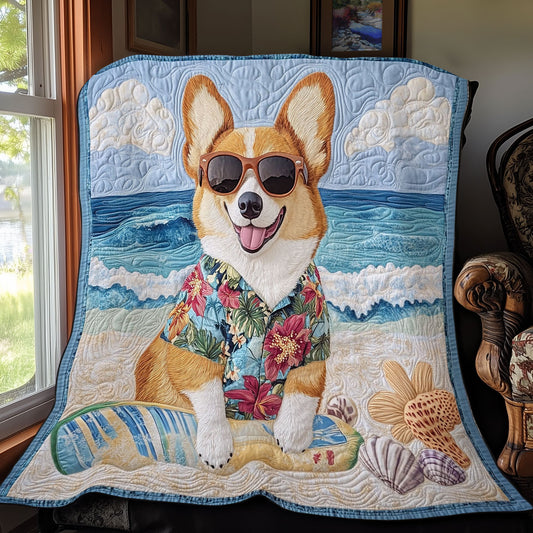 Beach Corgi CP1208101CL Quilt