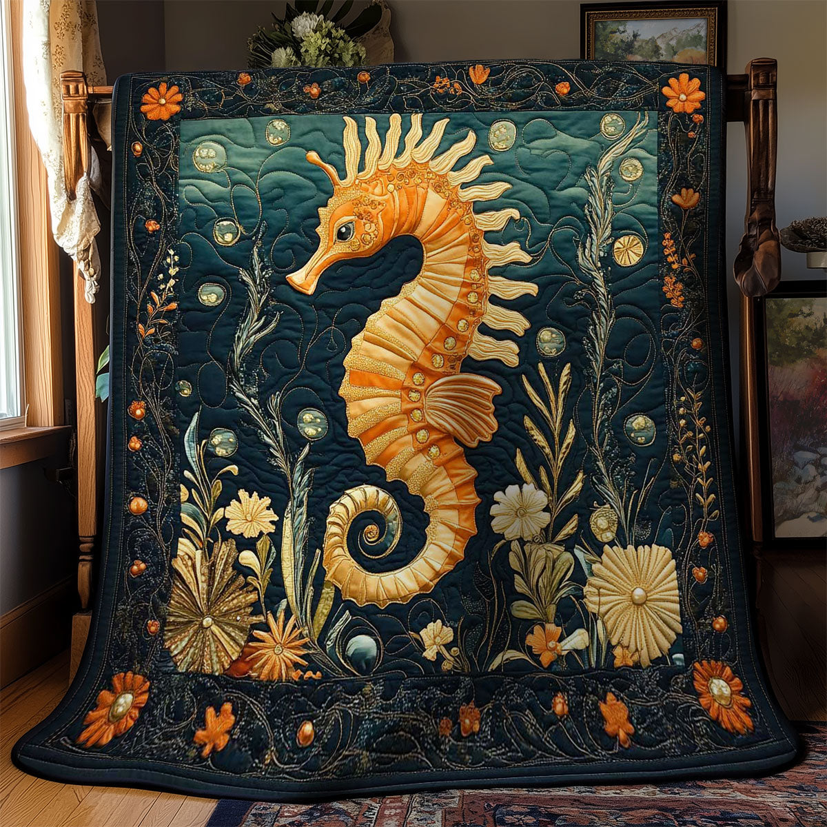 Seahorse Garden WN2503124CL Quilt