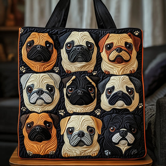 Pug Faces XR2509031CL Quilted Tote Bag