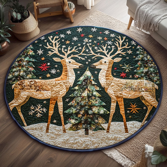 Christmas Deer WJ3107043CL Quilted Round Mat