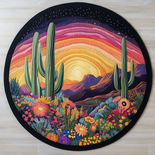 Cactus Floral WX2003118CL Quilted Round Mat