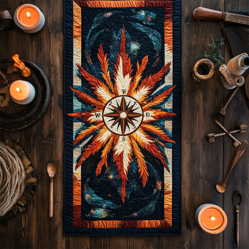 Feather Compass WY2404024CL Quilted Table Runner
