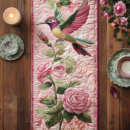 Hummingbird Rose CW0805018CL Quilted Table Runner