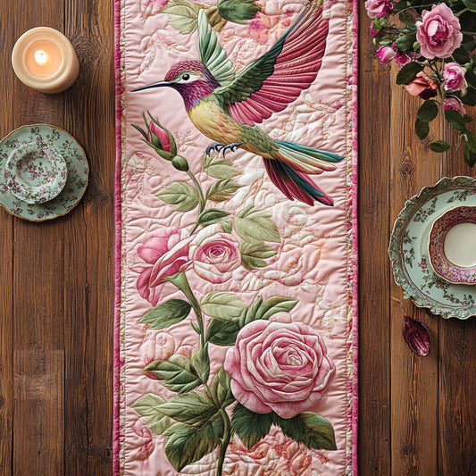 Hummingbird Rose CW0805018CL Quilted Table Runner