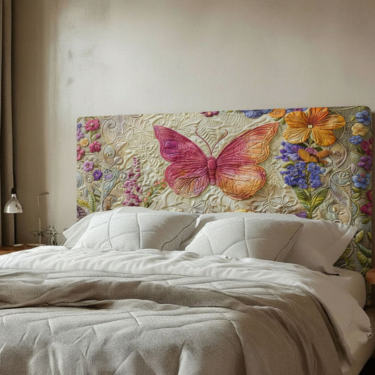 Flower Butterfly WJ0812004CL Quilted Headboard Cover