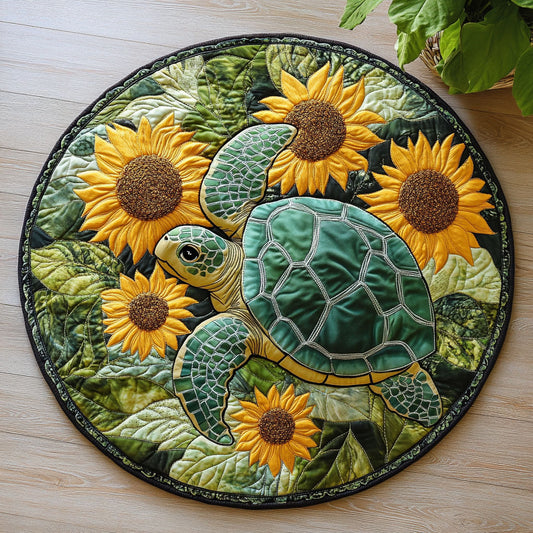 Turtle Sunflower CW0107050CL Quilted Round Mat