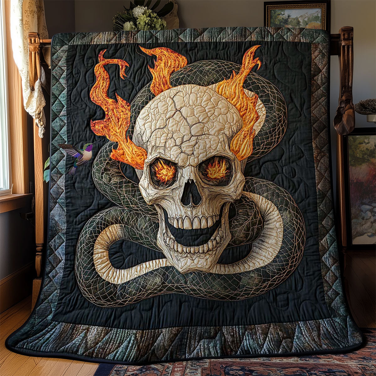 Fiery Skull Serpent WN0712023CL Quilt