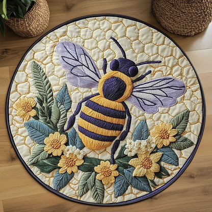 Honey Bee Flower WP2204038CL Quilted Round Mat
