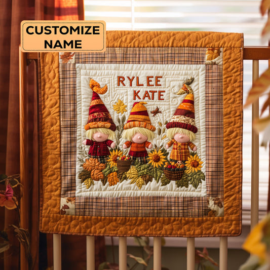 Harvest Gnome WY2907009CL Personalized Baby Quilt