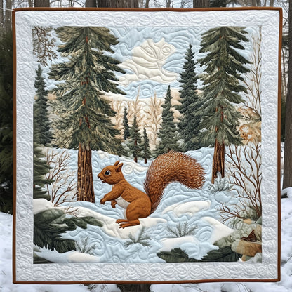 Squirrel Leaping Across Snowy Ground LT2409026CL Quilt