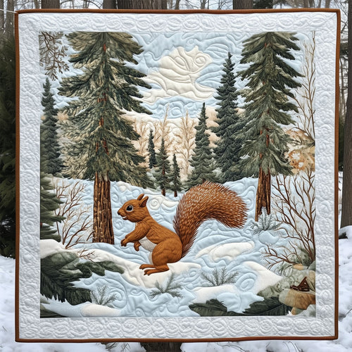 Squirrel Leaping Across Snowy Ground LT2409026CL Quilt