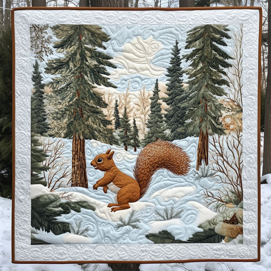 Squirrel Leaping Across Snowy Ground LT2409026CL Quilt