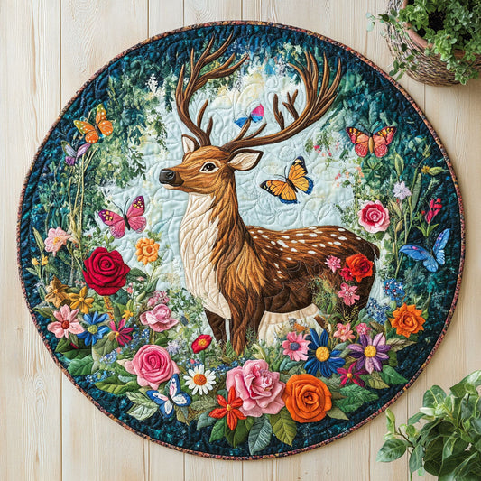Deer Bloom CW2705498CL Quilted Round Mat