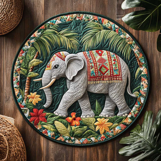 Rainforest Elephant CQ1405012CL Quilted Round Mat