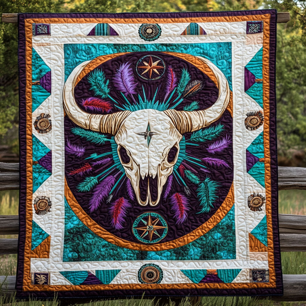 Feather Bull Skull WN2308042CL Quilt