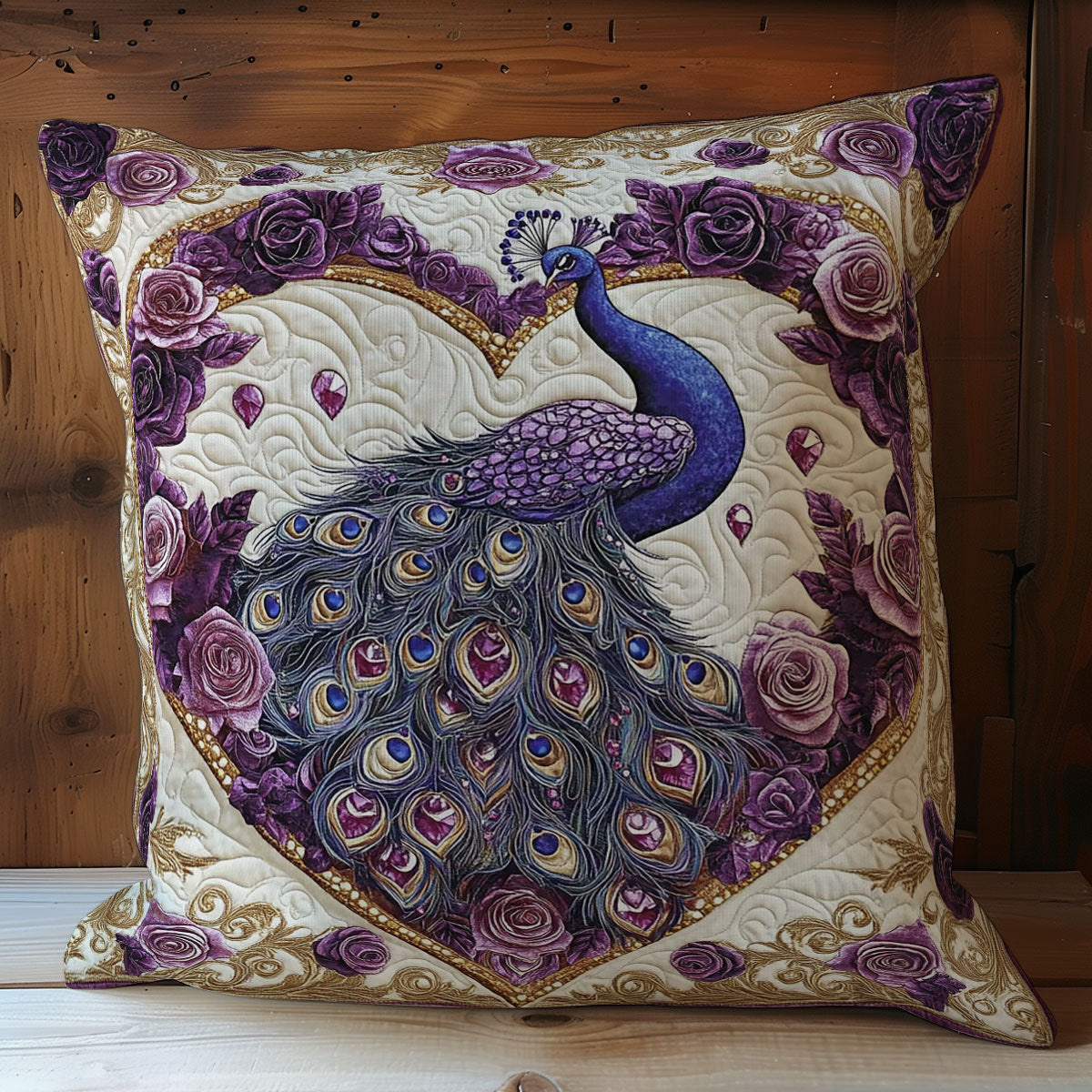 Peacock And Flower Heart WY2401026CL Quilt Pillow Case