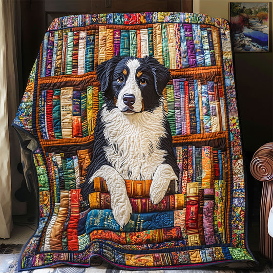 Border Collie In Library WY2612002CL Quilt