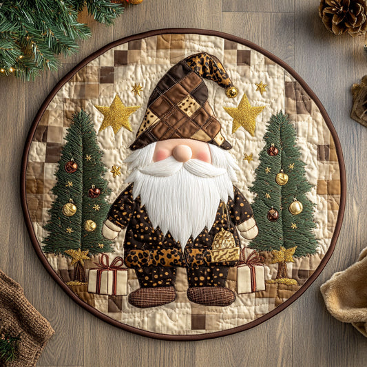 Gnome Gift Gathering WN1207028CL Quilted Round Mat
