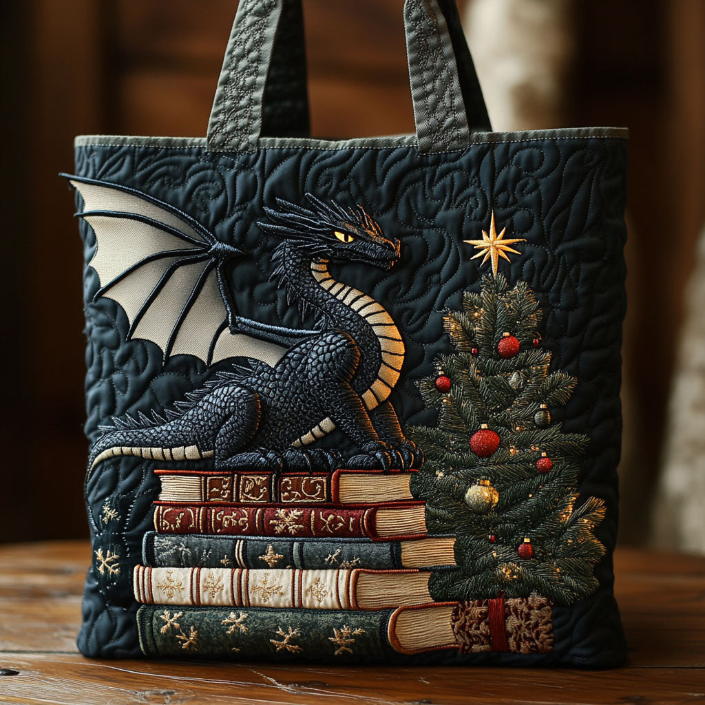 Dark Book Dragon CW1011048CL Quilted Tote Bag