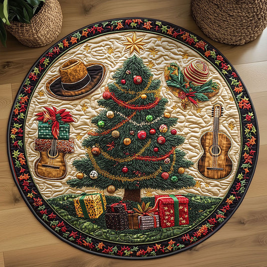Western Christmas Tree WN2608109CL Quilted Round Mat