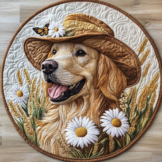 Golden Retriever CW0206019CL Quilted Round Mat