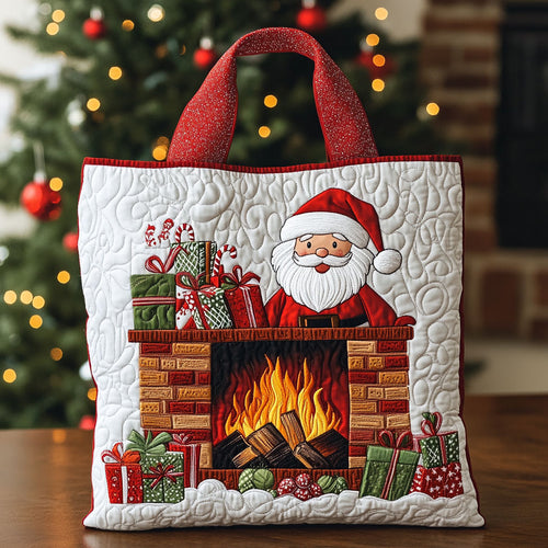 Santa Fireplace CW1811066CL Quilted Tote Bag