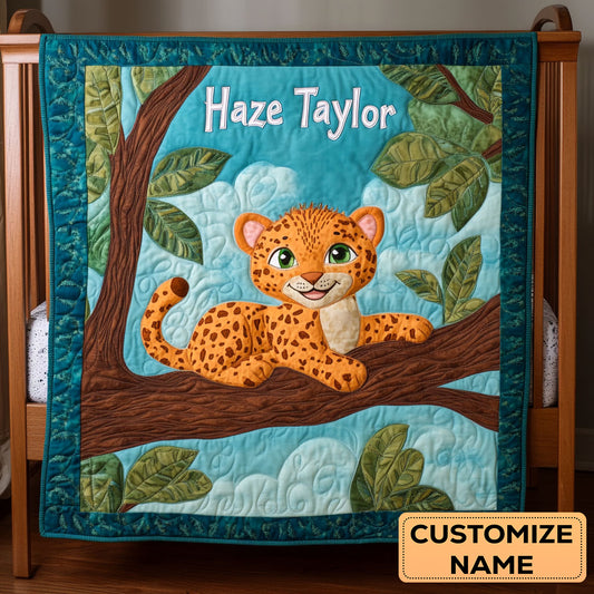 Lazy Leopard WN2307036CL Personalized Baby Quilt