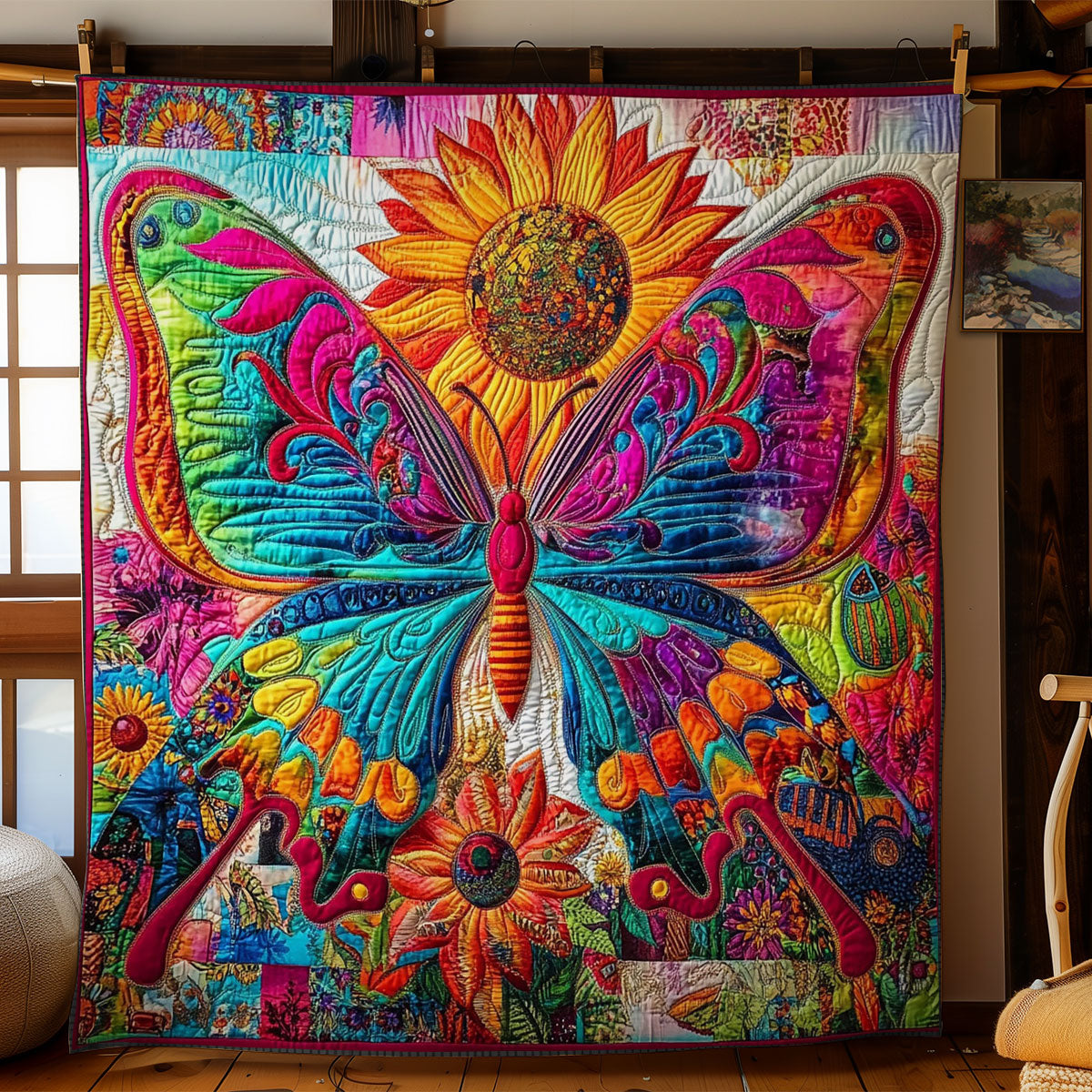 Hippie Butterfly Portrait WY0801030CL Quilt