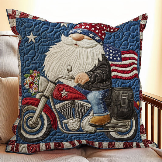 Patriotic Biker Gnome WX1306081CL Quilt Pillow Case