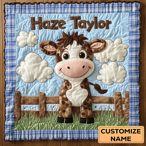 Cow Cuddles WN2807033CL Personalized Baby Quilt