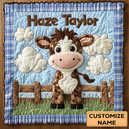 Cow Cuddles WN2807033CL Personalized Baby Quilt
