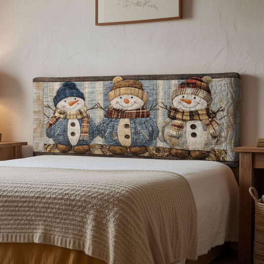 Snowman Winter Parade WN1112195CL Quilted Headboard Slipcover