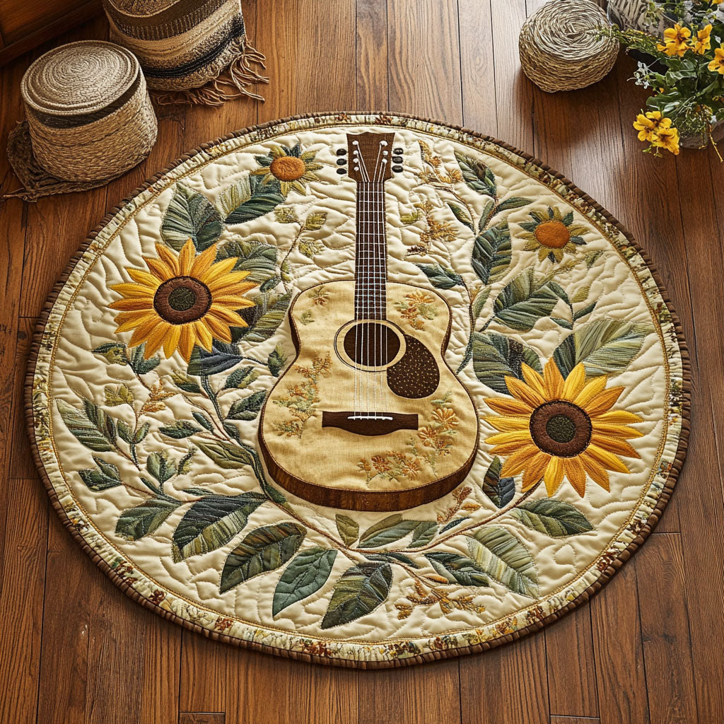 Sunflower Guitar WY0605012CL Quilted Round Mat