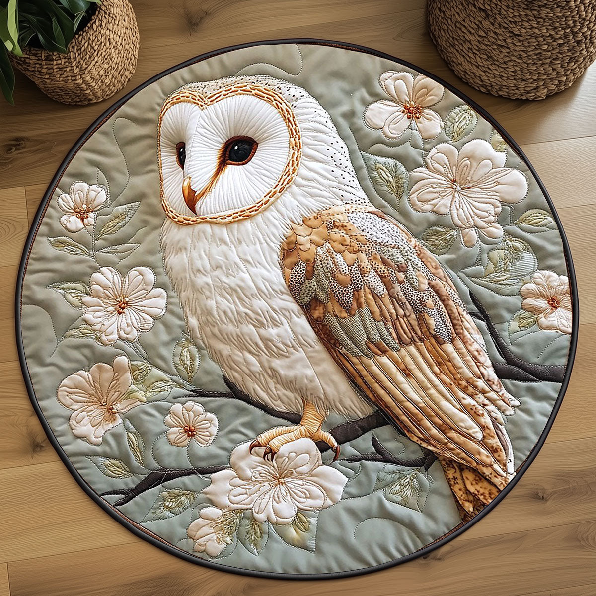 Spring Barn Owl WP2204064CL Quilted Round Mat