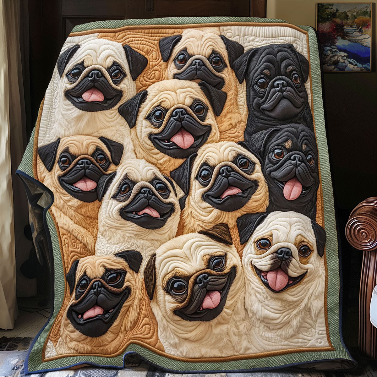 Pug Squad CP1411017CL Quilt