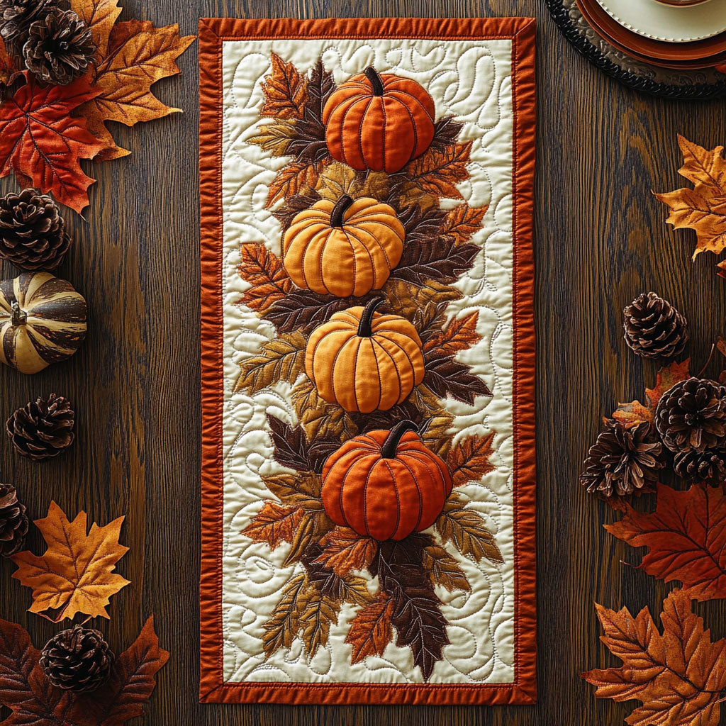 Harvest Pumpkin Lane WX0307039CL Quilted Table Runner