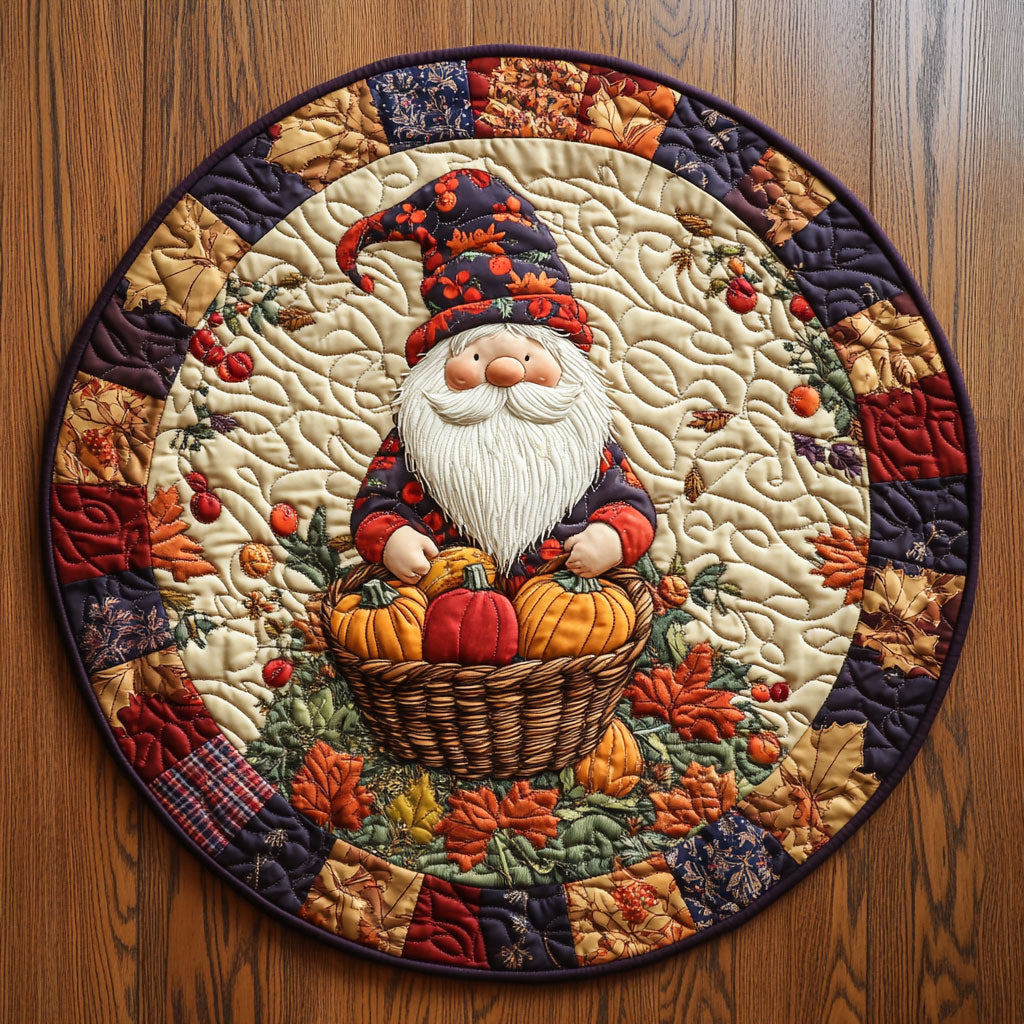 A Magical Autumn Gnome WY2108009CL Quilted Round Mat