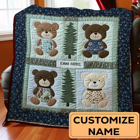 Forest Teddy Hug CW1807007CL Personalized Baby Quilt