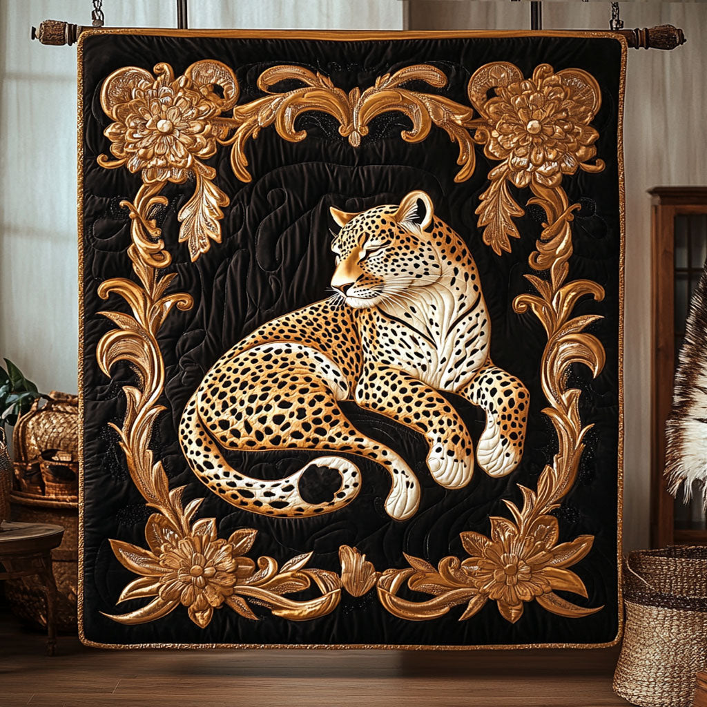 Royal Gold Floral Leopard WY1706042CL Quilt