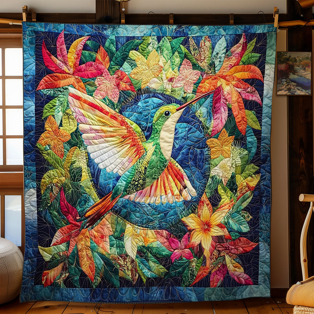 Hummingbird In Colorful Forest WY0602160CL Quilt