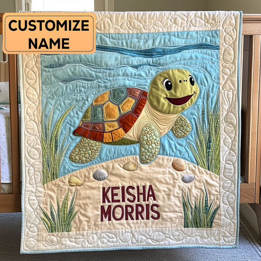 Tiny Turtle CP2607032CL Personazlized Baby Quilt